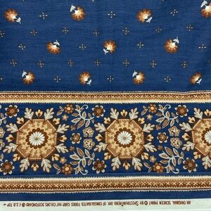 Vintage SpectrumTrend brown blue floral cotton fabric 40”L x 45” W